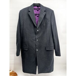 Boden Men's Overcoat Trench Button Down Coat Size 46R‎ Black 100% Cotton Formal